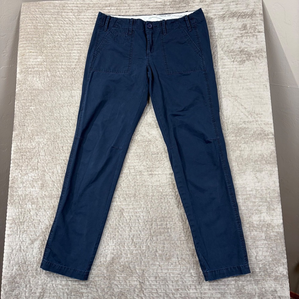Paper‎ Boy Navy Blue Cotton Utility Chino Pants Womens Size 6 Straight Leg Patch